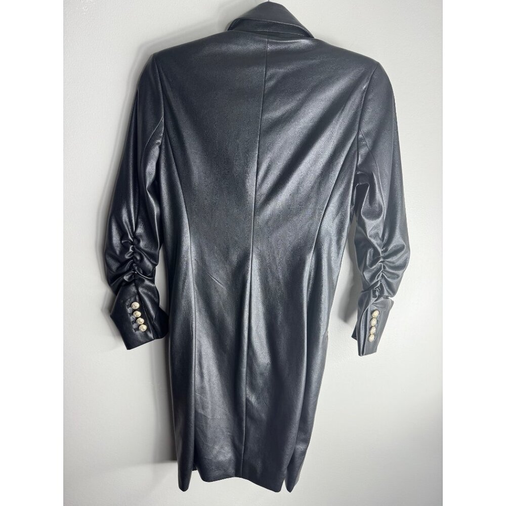 Generation Love Nala Faux Leather Blazer Dress Gold Buttons Size XXS 2XS New - Picture 6 of 7